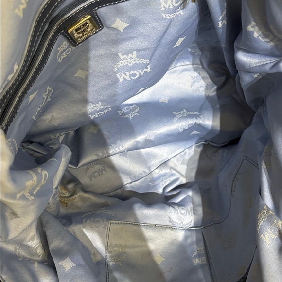 MCM Shoulder Bag in leather with studs- Navy Blue - Picture 7 of 9